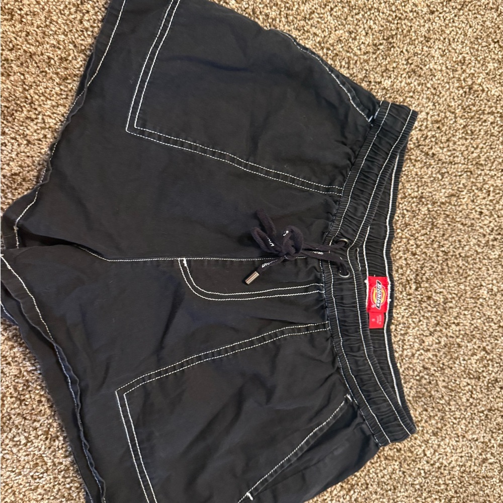 Dickies Black Shorts with Contrast Stitching